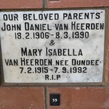 HEERDEN John Daniel, van 1906-1990 & Mary Isabella DUNDEE 1915-1992