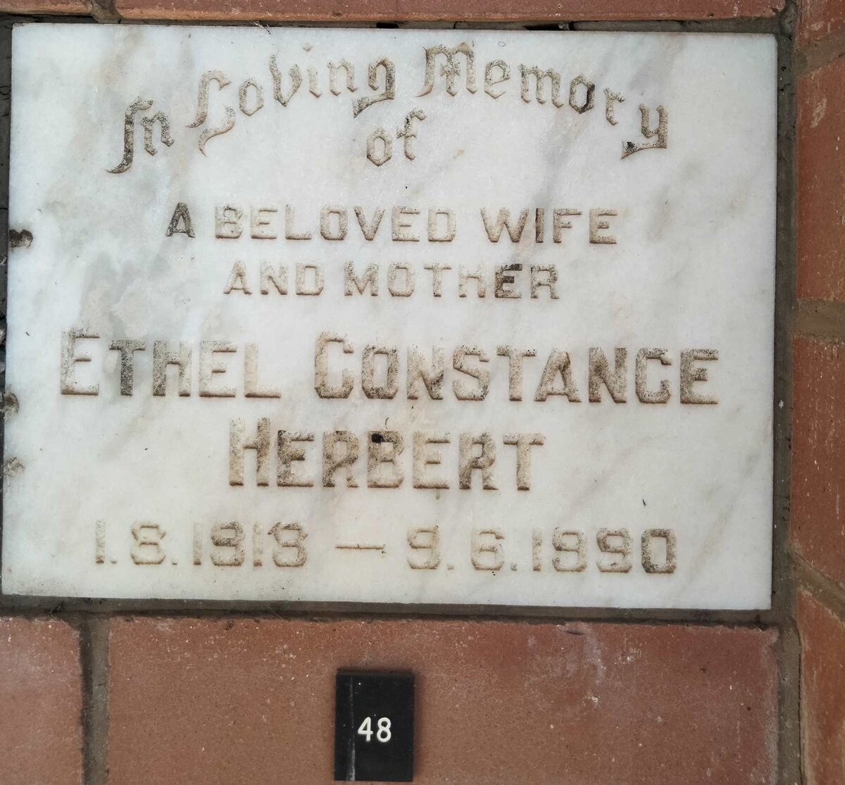 HERBERT Ethel Constance 1918-1990