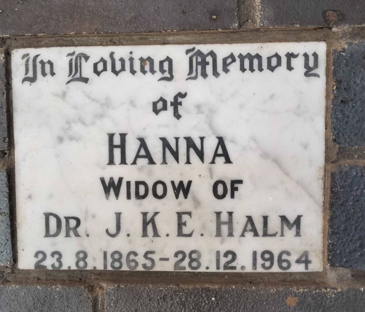 HALM Hanna 1865-1964