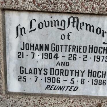 HOCH Johann Gottfried 1904-1979 & Gladys Dorothy 1906-1986