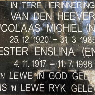 HEEVER Nicolaas Michiel, van den 1920-1985 & Hester Enslina 1917-1998