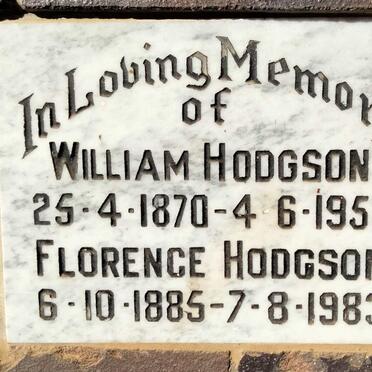 HODGSON William 1870-1950 & Florence 1885-1983
