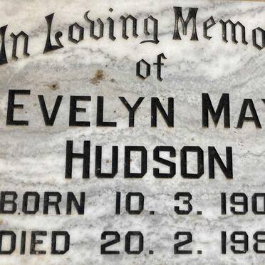 HUDSON Evelyn May 1900-1986