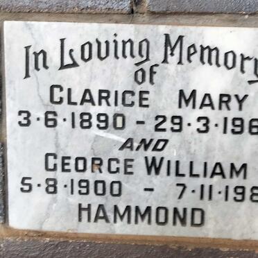 HAMMOND George William 1900-1981 & Clarice May 1890-1965
