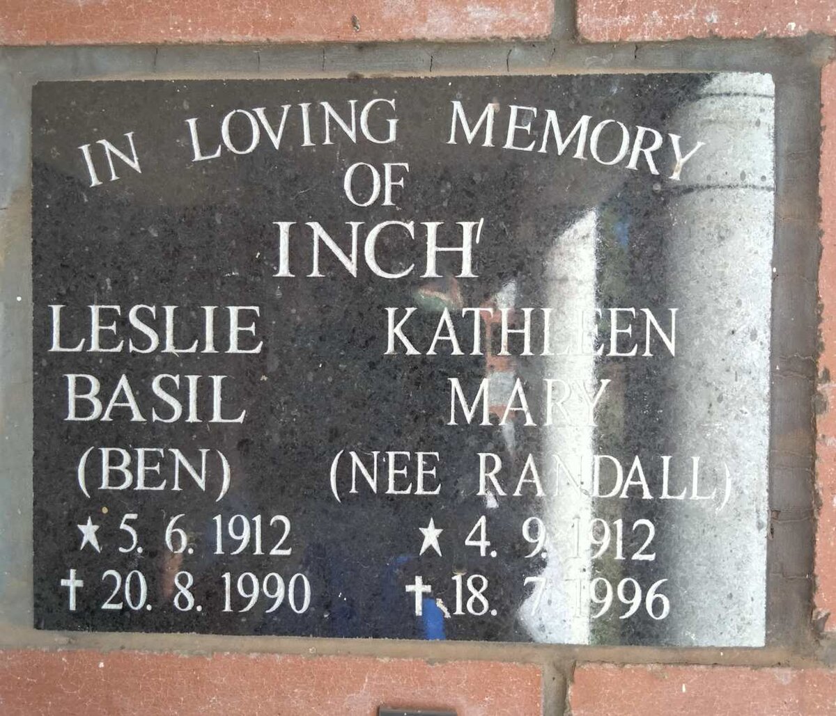 INCH Leslie Basil 1912-1990 & Kathleen Mary RANDALL 1912-1996