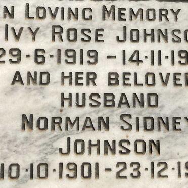 JOHNSON Norman Sidney 1901-1981 & Ivy Rose 1919-1972
