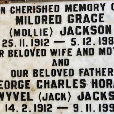 JACKSON George Charles Horace Wyvel 1912-1990 & Mildred Grace 1912-1985