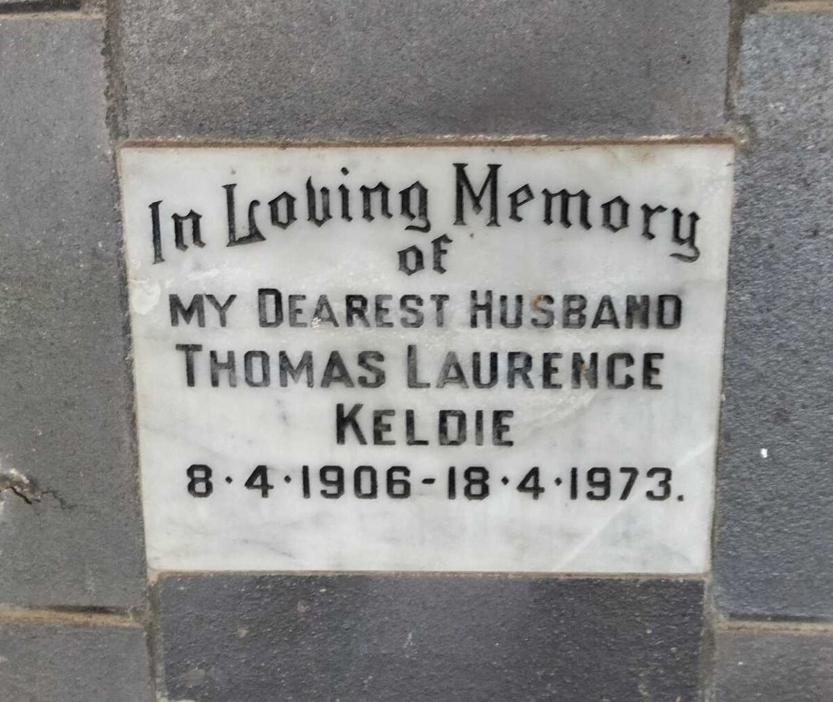 KELDIE Thomas Laurence 1906-1973