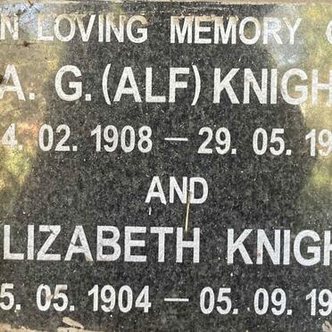 KNIGHT A.G. 1908-1962 & Elizabeth 1904-1991