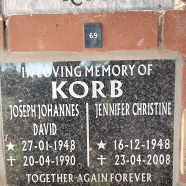 KORB Joseph Johannes David 1948-1990 & Jennifer Christine 1948-2008