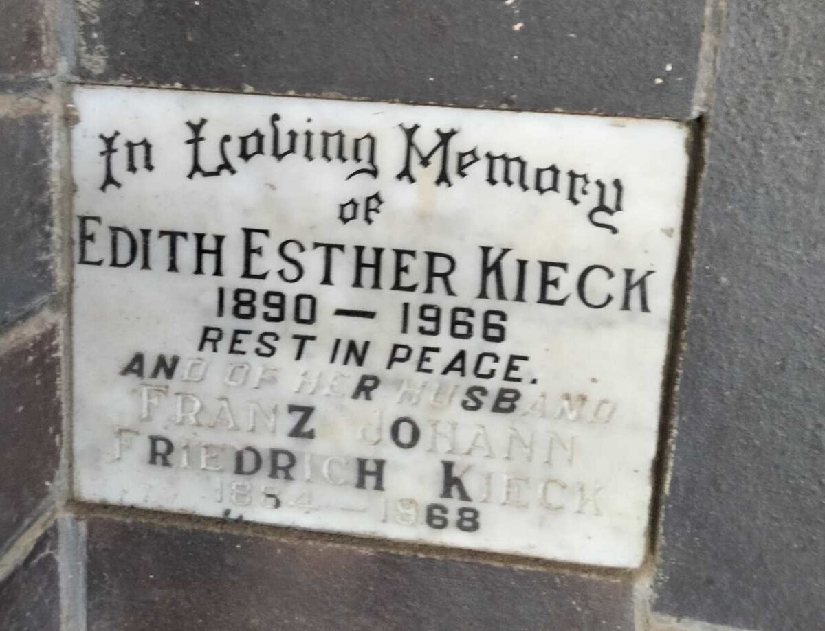 KIECK Franz Johann Friedrich 1884-1968 & Edith Esther 1890-1966