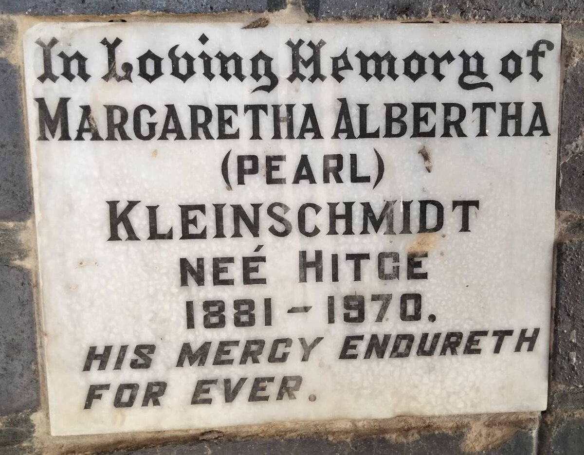 KLEINSCHMIDT Margaretha Albertha nee HITGE 1881-1970