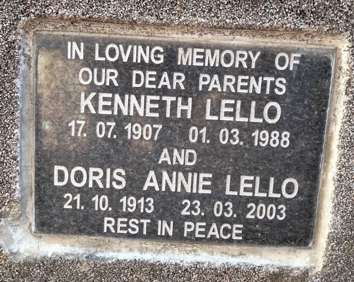 LELLO Kenneth 1907-1988 & Doris Annie 1913-2003