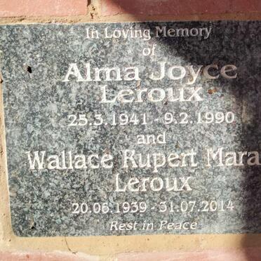 LEROUX Wallace Rupert Marais 1939-2014 & Alma Joyce 1941-1990
