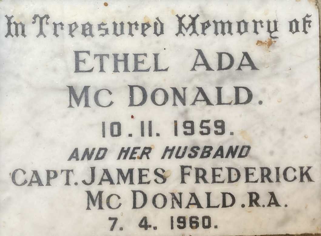 MCDONALD James Frederick -1960 & Ethel Ada -1959