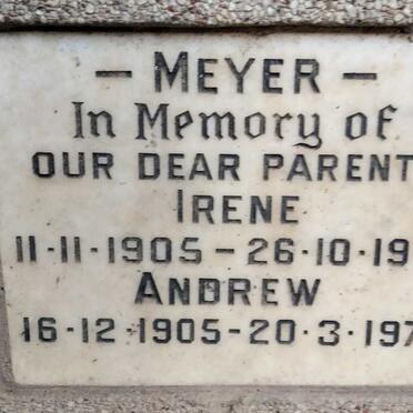 MEYER Andrew 1905-1978 & Irene 1905-1977