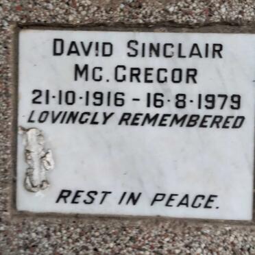 MC GREGOR David Sinclair 1916-1979