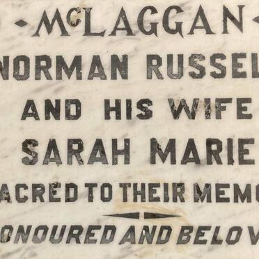 MCLAGGAN Norman Russell & Sarah Marie