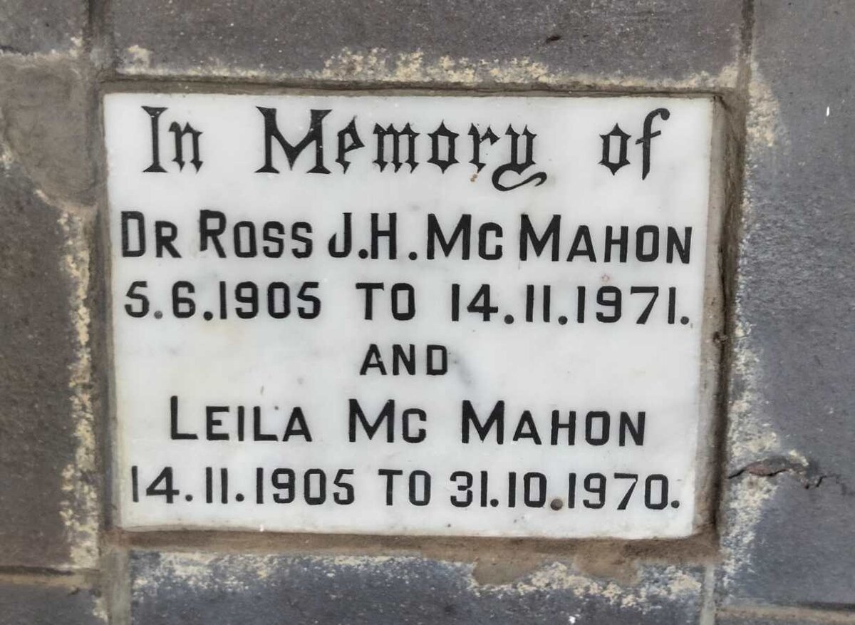 MCMAHON Ross J.H. 1905-1971 & Leila 1905-1970