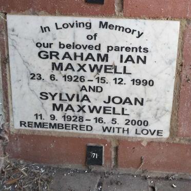 MAXWELL Graham Ian 1926-1990 & Sylvia Joan 1928-2000
