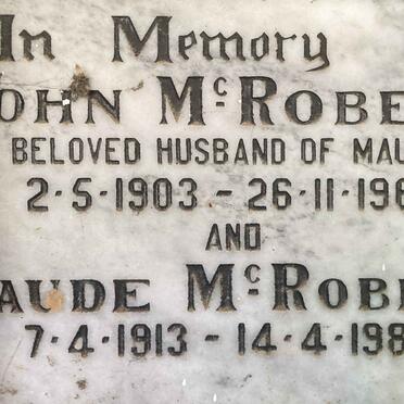 McROBERT John 1903-1961 & Maude 1913-1989