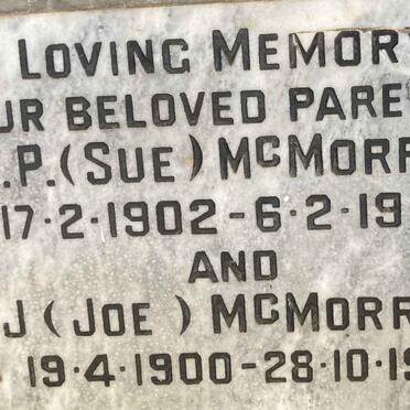 McMORRAN J. 1900-1981 & S.P. 1902-1963