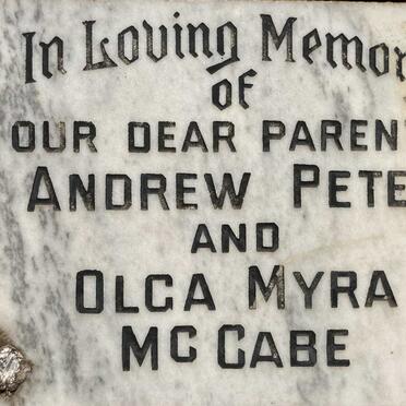 MCCABE Andrew Peter & Olga Myra