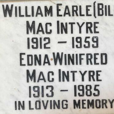 MACINTYRE William Earle 1912-1959 & Edna Winifred 1913-1985