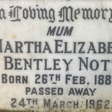 NOTT Martha Elizabeth Bentley 1880-1962