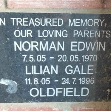 OLDFIELD Norman Edwin 1905-1970 & Lilian Gale 1905-1996