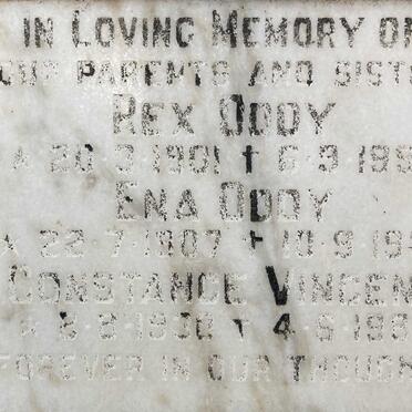 ODDY Rex 1901-1990 & Edna 1907-1985 :: VINCENT Constance 1930-1980