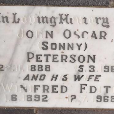PETERSON John Oscar 1888-1966 & Winifred Edith 1892-1968