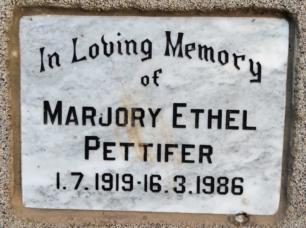 PETTIFER Marjory Ethel 1919-1986