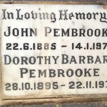 PEMBROOKE John 1885-1970 & Dorothy Barbara 1895-1977