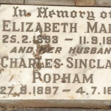 POPHAM Charles Sinclair 1897-1968 & Elizabeth Marie 1893-1970