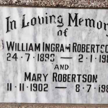 ROBERTSON William Ingram 1899-1983 & Mary 1902-1986