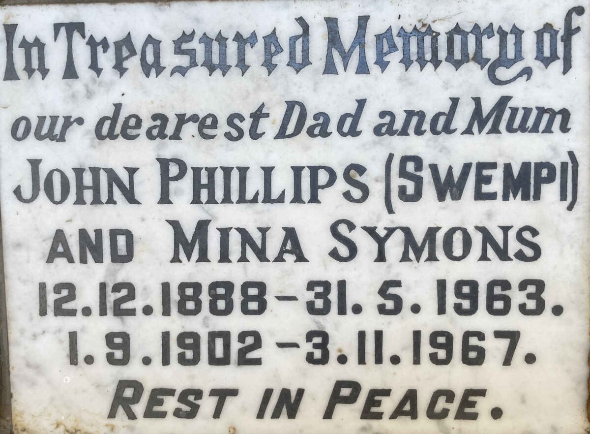 SYMONS John Phillips 1888-1963 & Mina 1902-1967