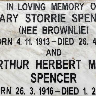 SPENCER Arthur Herbert Millin 1916-2000 & Mary Storrie BROWNLIE 1913-1985