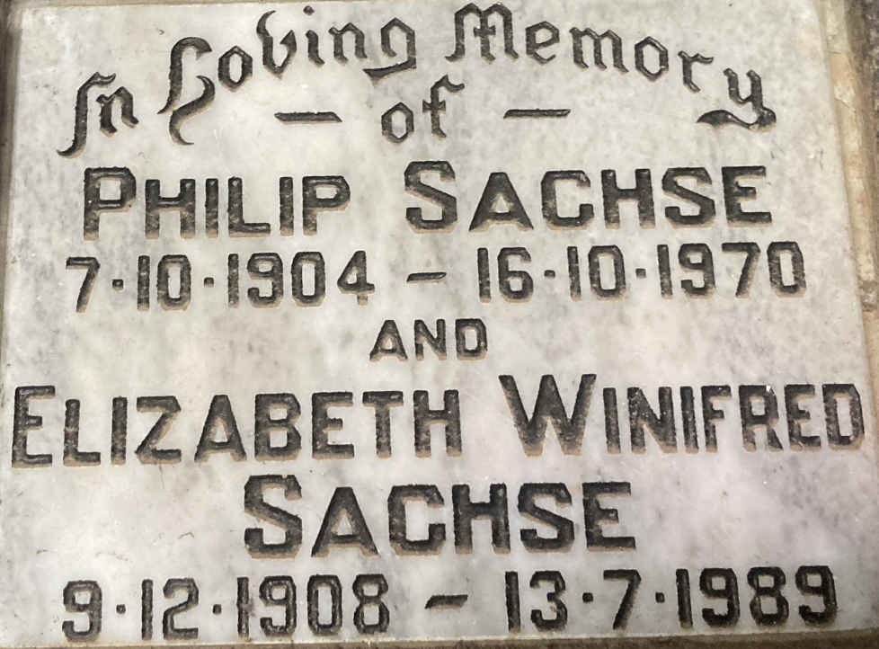 SACHSE Philip 1904-1970 & Elizabeth Winifred 1908-1989