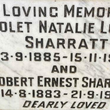 SHARRATT Robert Ernest 1883-1977 & Violet Natalie Louise 1885-1963