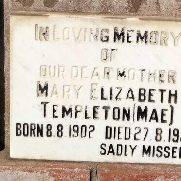 TEMPLETON Mary Elizabeth 1902-1985