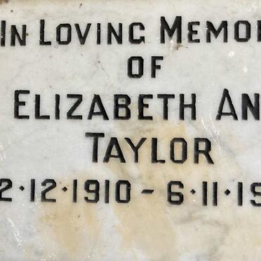 TAYLOR Elizabeth Ann 1910-1974