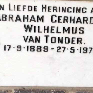 TONDER Abraham Gerhardus Wilhelmus, van 1889-1973
