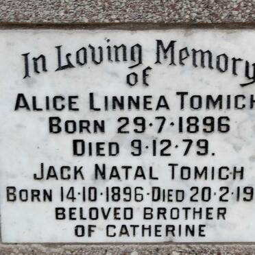 TOMICH Jack Natal 1896-1981 & Alice Linnea 1896-1979