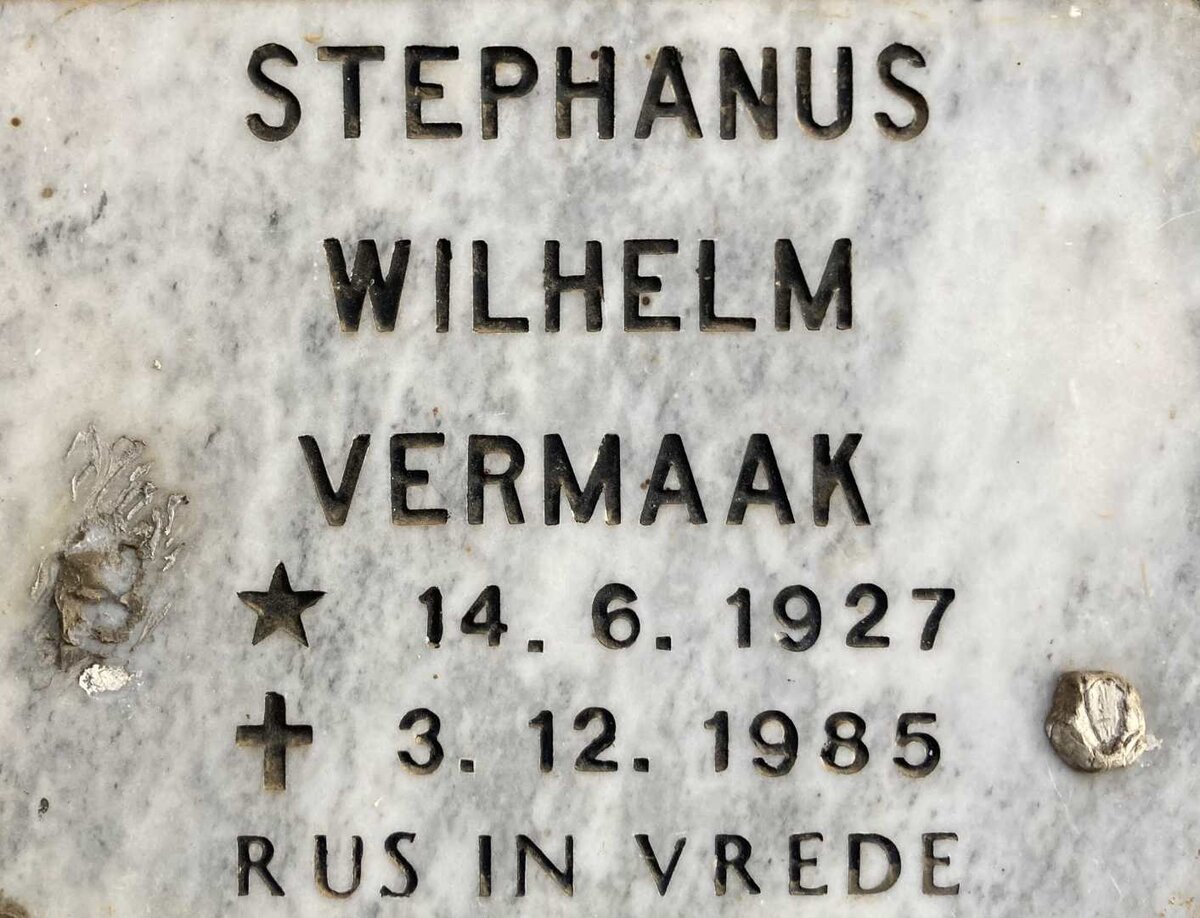VERMAAK Stephanus Wilhelm 1927-1985