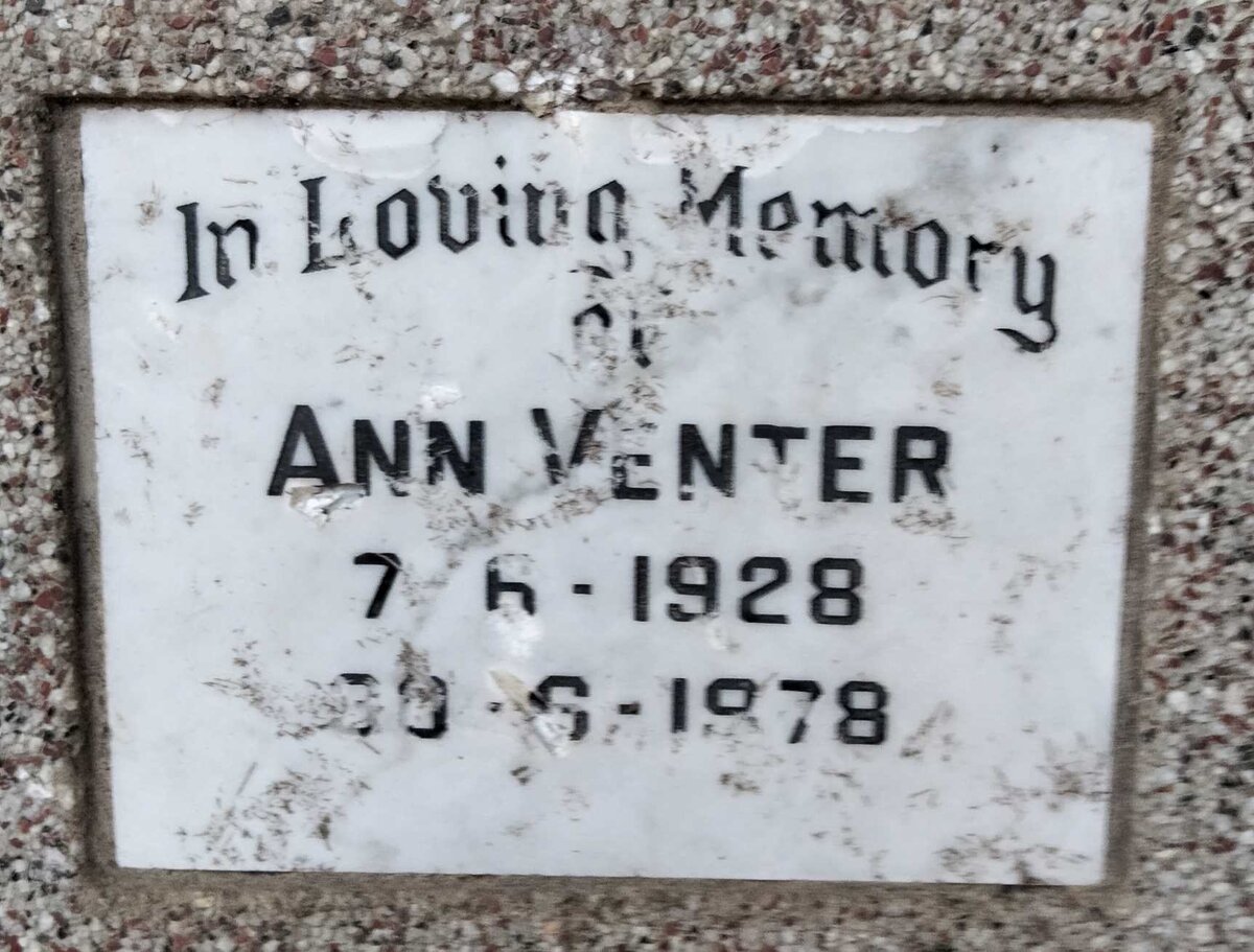VENTER Ann 1928-1978