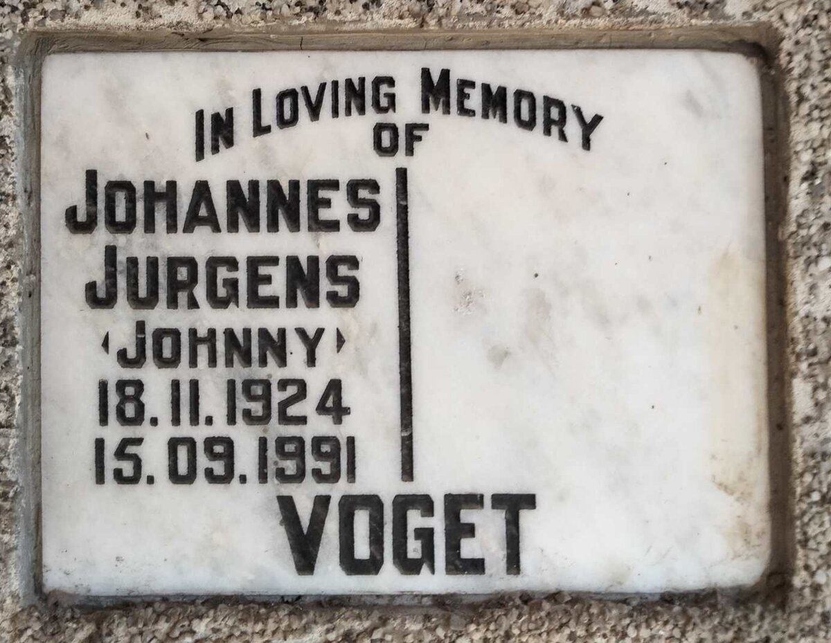 VOGET Johannes Jurgens 1924-1991