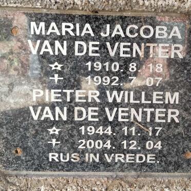 VENTER Pieter Willem, van de 1944-2004 & Maria Jacoba 1910-1992