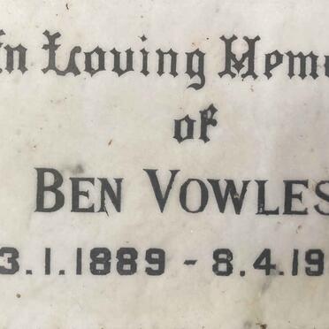 VOWLES Ben 1889-1958