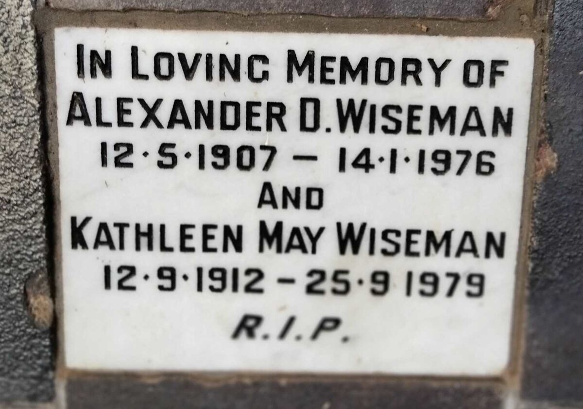 WISEMAN Alexander D. 1907-1976 & Kathleen May 1912-1979